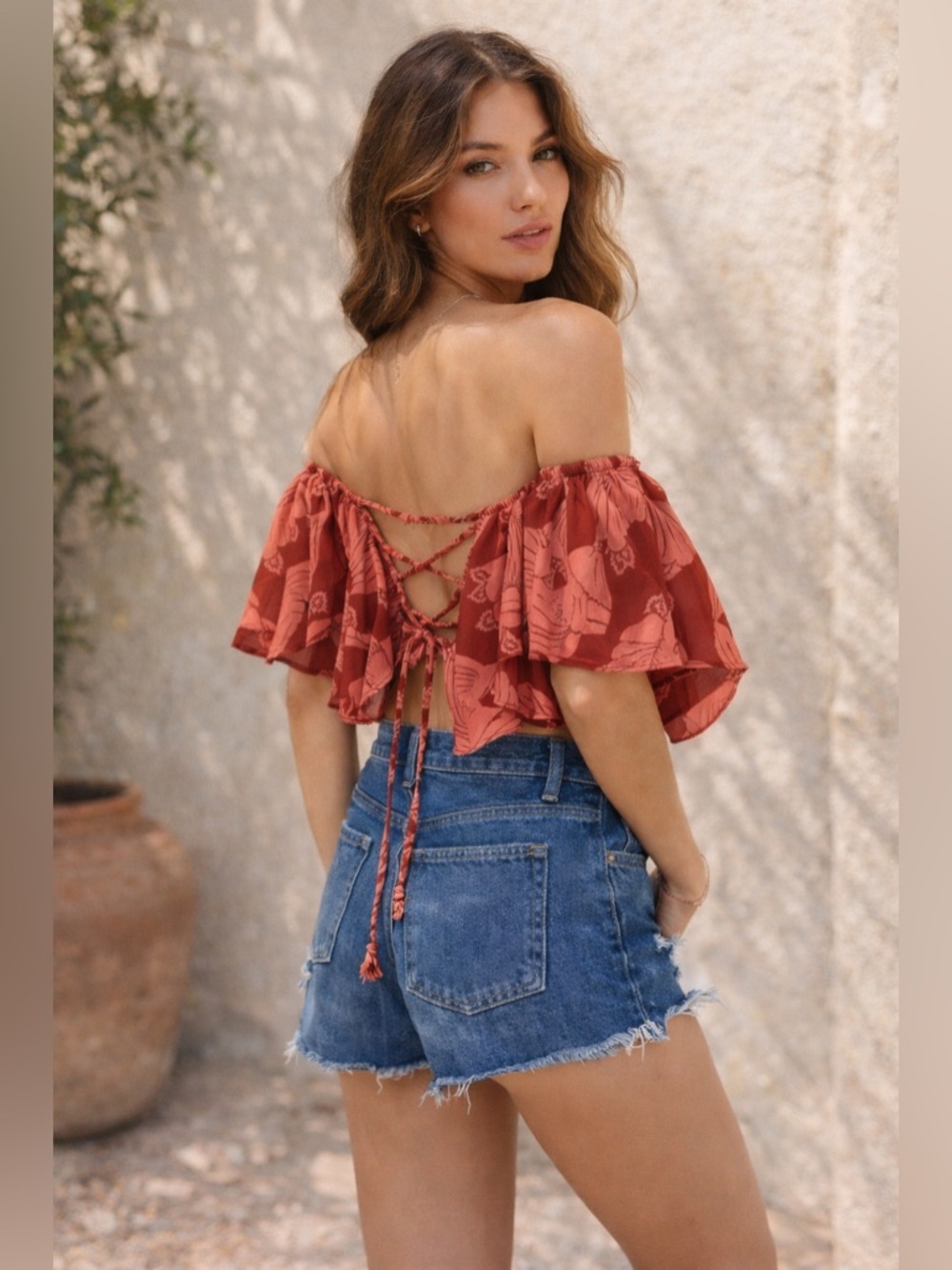 Free People Merpati Off-Shoulder Floral Top | Size S